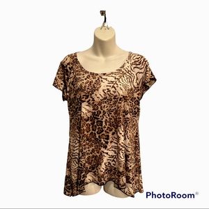 Brittany Black Top in size small. Brown print
